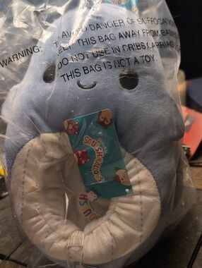 Squishmallows Light Blue and White Whale Adult Slippers